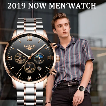 

LIGE New Men Watch Chronograph Sport Mens Watches Top Brand Luxury Waterproof Full Steel Quartz Clock Men Relogio Masculino