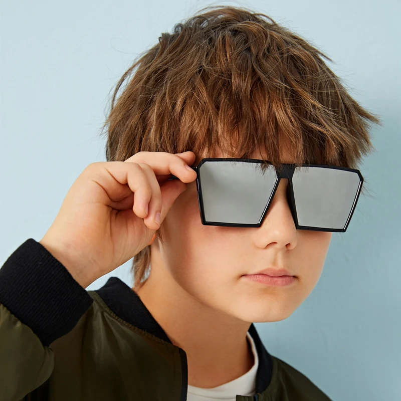 

Children Oversize Square Sunglasses Fashion Brand Design Gradient Kid Sun Glasses Boy Girl Unisex Vintage UV400 Mirror Goggle