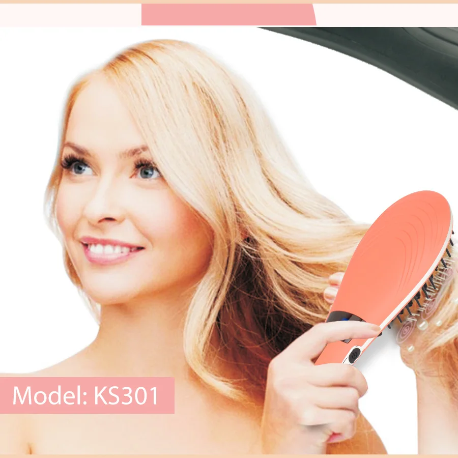 Hair Diva керамический электрический выпрямитель для волос, расческа с ЖК-дисплеем, Расческа с нейлоновой щетиной, железная щетка кораллового цвета