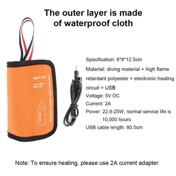 

Outdoor Thermostat Insulation Baby Bottle Warmer Car Infant Nursing Thermal Portable Bag Travel Feeding Milk Storage USB Heating