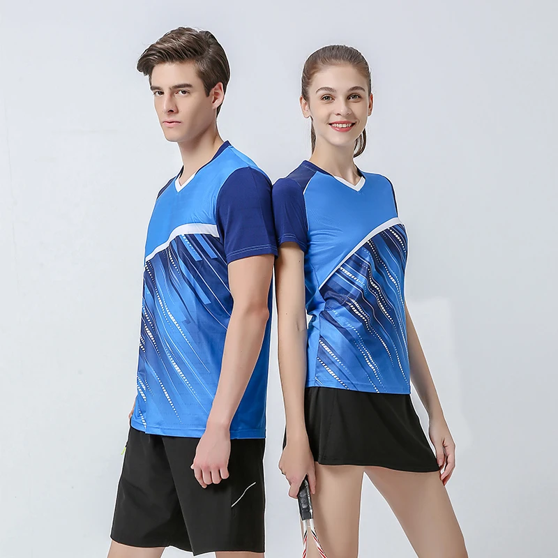 New summer badminton wear sportswear quick-drying breathable men and women short-sleeved tennis table tennis clothing group purchase_05