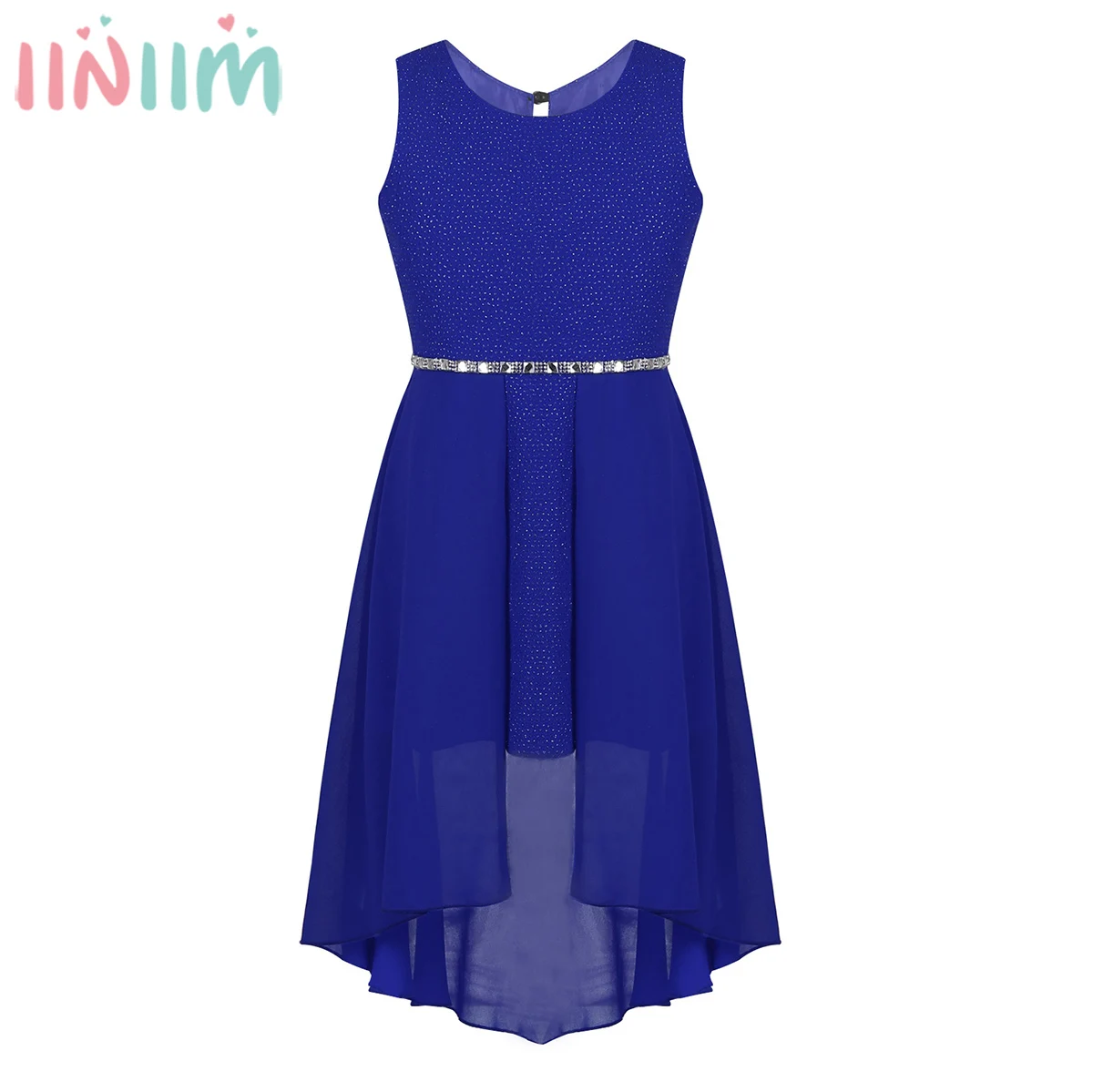 Iiniim/Детские платья для девочек; платье с завышенной талией и стразами; платья принцессы; Детские Летние Повседневные Вечерние платья; Vestidos