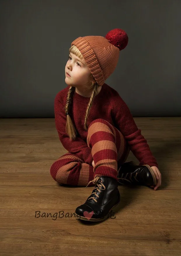 Комплекты из двух предметов детская хлопковая одежда Новинка года, Осенние футболки с длинными рукавами для маленьких девочек свитер+ штаны вязаные куртки для мальчиков, одежда