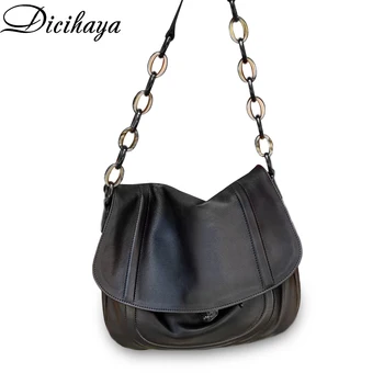 

DICIHAYA Women PU Niche Designer Personality Chain Casual Shoulder Bag Female 2020 New Soft And Versatile Retro Messenger Bag