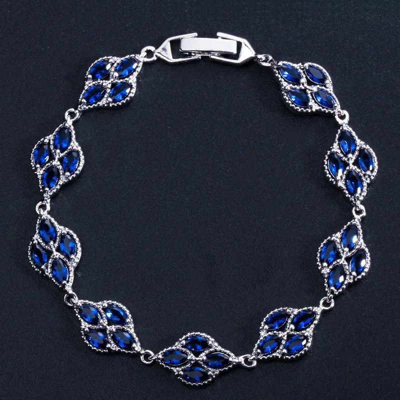 Pulseras De Plata Esterlina S925 3A Brazaletes De Zafiro Rub 