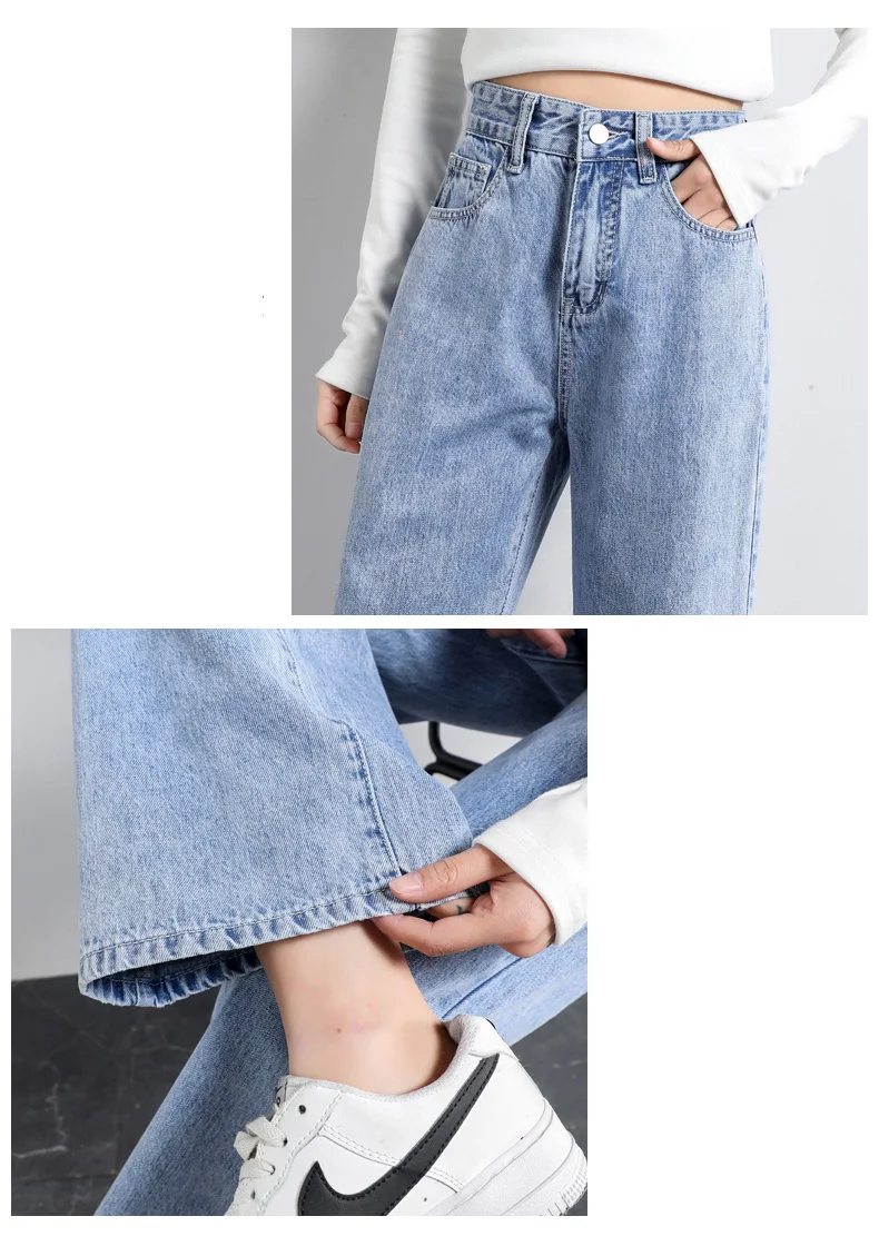 fashion clothing Jeans Straight Pants Washed Loose High Waist Plus Size Women Casual Boyfriends Cowboy Vintage Wide Leg Trousers 2022 New brown jeans