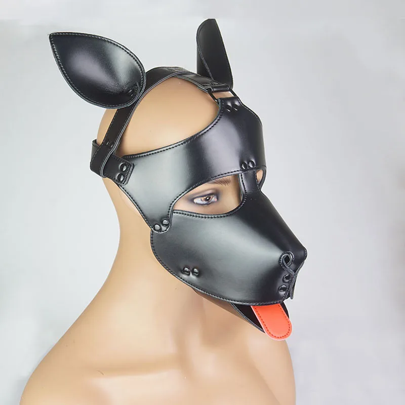 Leather Pet Puppy Play Hood,tongue Out Bdsm Mask Bondage Gear,sex Toys For Couples,cover Entire Face - Adult Games - AliExpress
