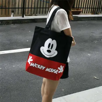 

Disney cartoon Mickey mouse Women's canvas bag shoulder High capacity portable cartoon bag for shopping handbags