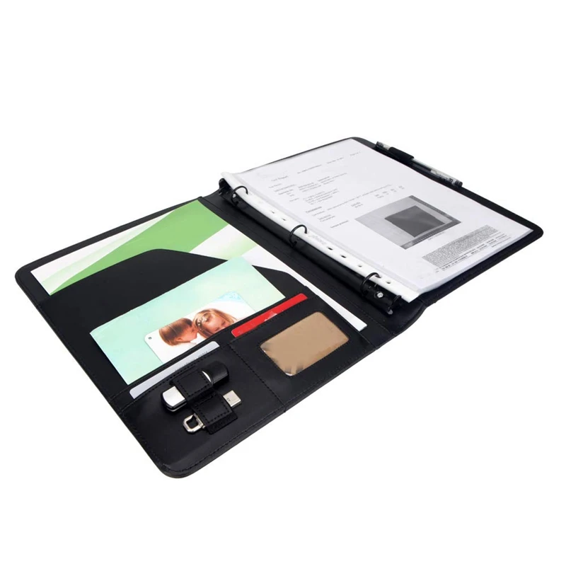 HOT-A4 Вегетарианская кожа 3 кольца Портфолио Биндер бизнес Биндер Padfolio с блокнотом для интервью и бизнеса