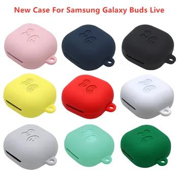 

Silicone Earphone Case for Samsung Galaxy Buds Live Wireless Headset Shockproof Soft Protective Headphone Cover Shell with Hook