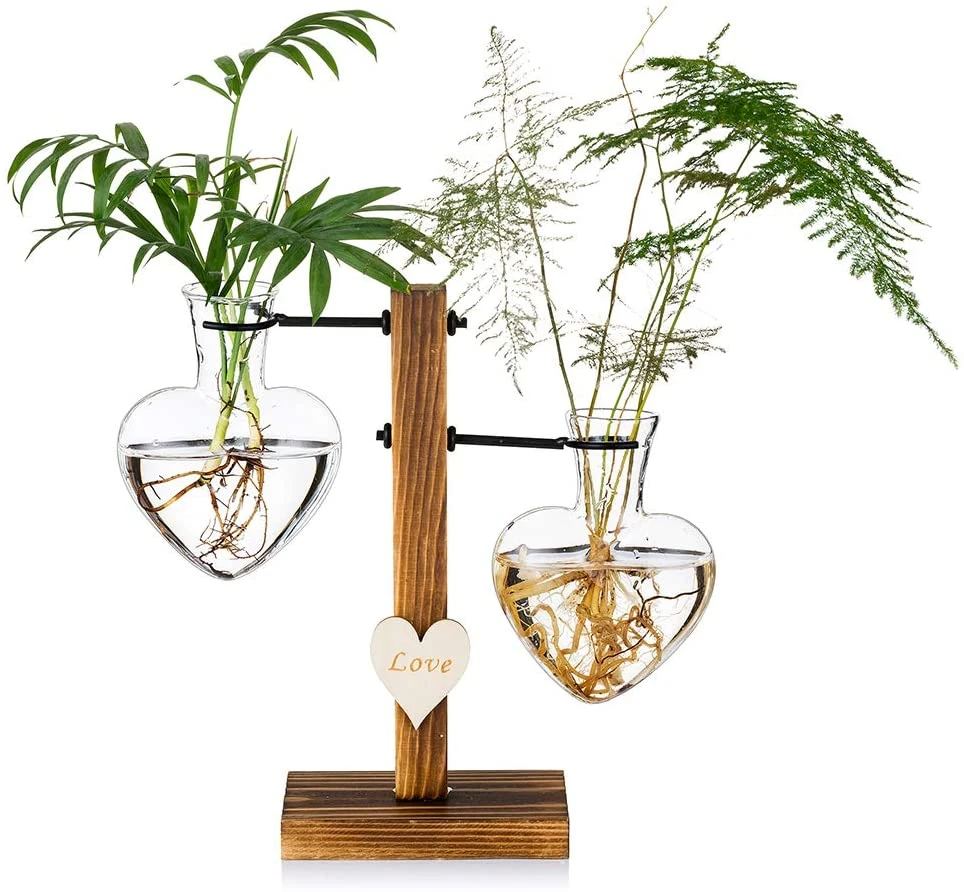 水耕栽培のための木製フレームの花瓶 新しいコレクション 植木鉢 テーブル デスク 盆栽 ハート型 家の装飾 バレンタインデーのギフト 花瓶 Aliexpress