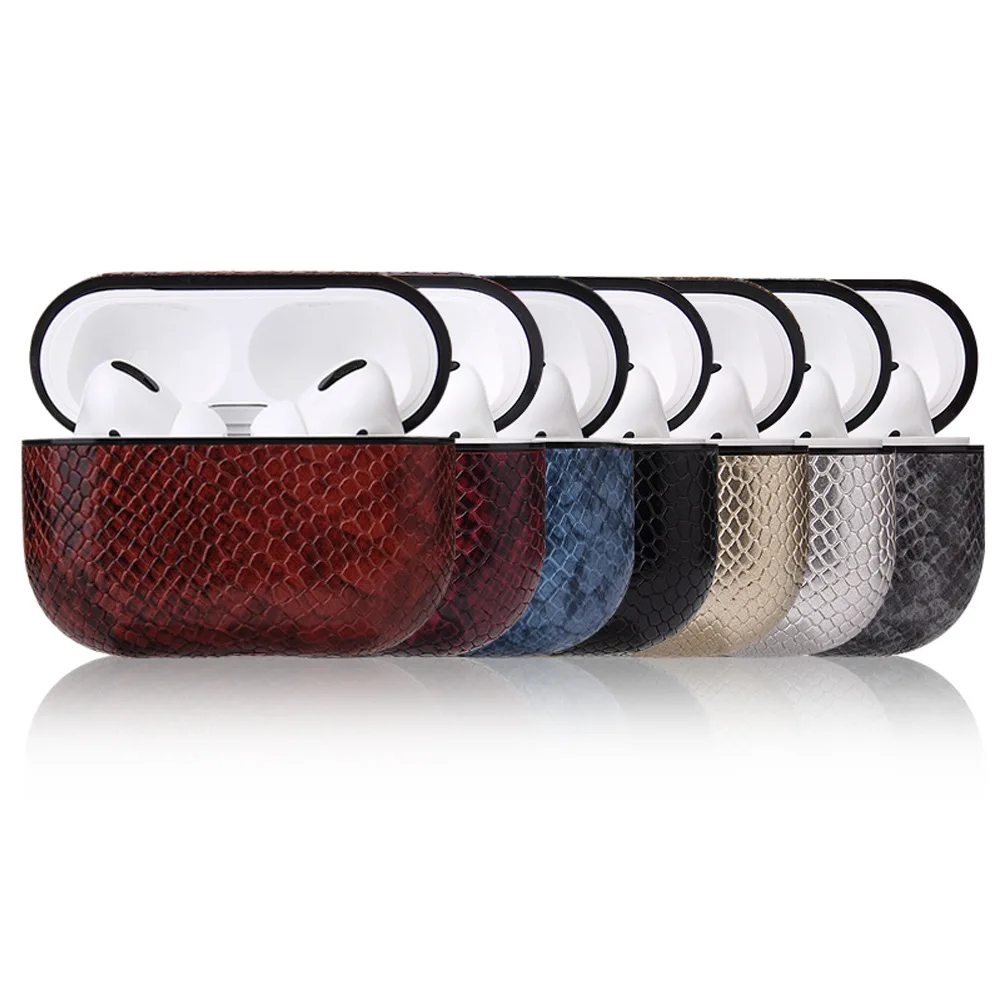 Пользовательский чехол Python для Apple Airpod Bluetooth беспроводной наушник Змеиная Кожа PU
