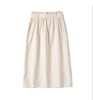 

Spring and summer solid color high waist split temperament skirt in the long section of the woman was thin over the knee skirt