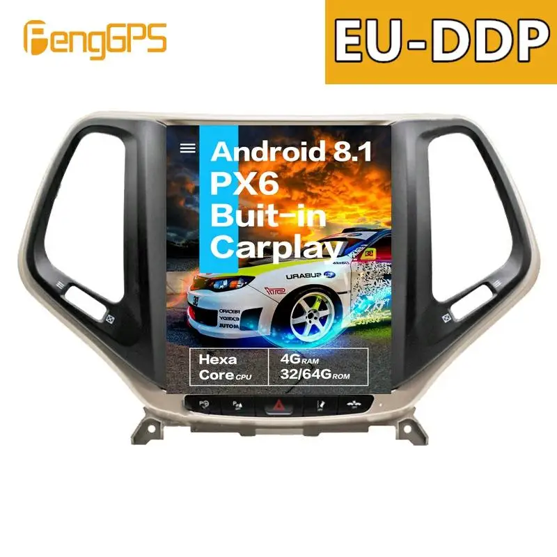 

10.4''Tesla Android 8.1PX6 4+64GB voice control Built-in CARPLAY Car Radio For JEEP Grand Cherokee 2014-2018 GPS Navigation wifi