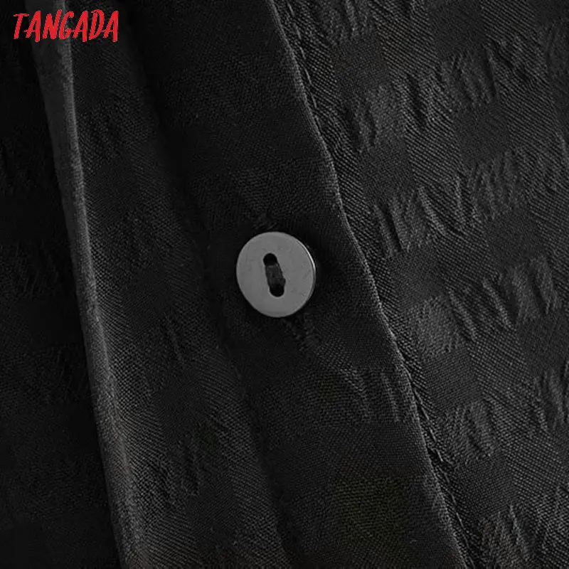 Tangada для женщин клетчатый узор черные рубашки оверсайз с длинным рукавом Дамы high street сетки блузки Топы 3A30