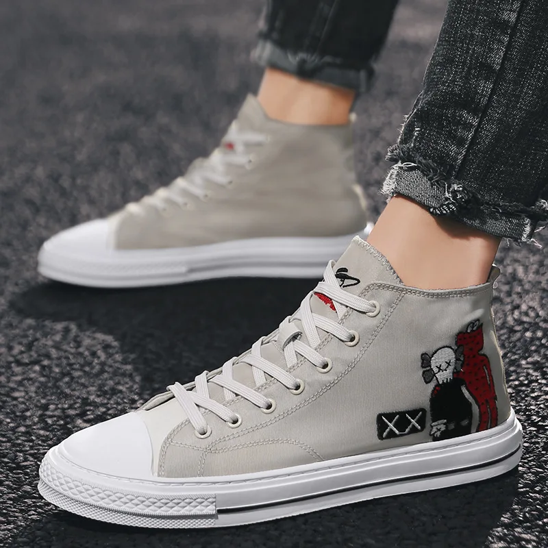 

Hip Hop Shoe Men's Summer New Style Mid-top Canvas Shoes Cool Graffiti Shoes Hight-top Breathable Casual Sports MEN'S SHOES
