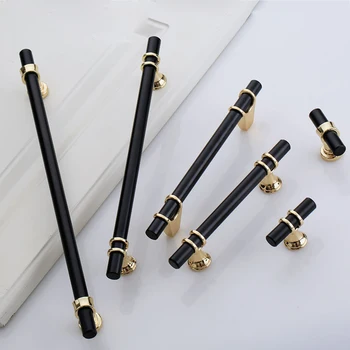 

American Style Long Cabinet Furniture Door Handle Modern Minimalist Black Gold Wardrobe Long Handle Furniture Hardware Knobs