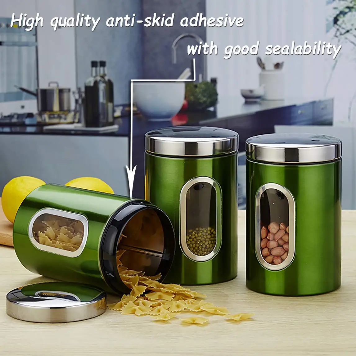 

Stainless Steel Sealed Ring Bottles Kitchen Storage Box Food Canister Keep Fresh with Transparent Container Storage Containers
