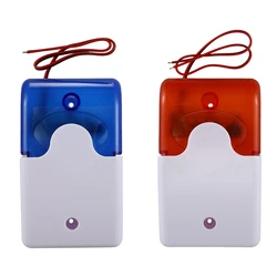 2X Mini Wired Strobe Warning Siren Durable Dc 12V Sound Alarm Flashing Light Sound Siren Horn Home Security Alarm System 115Db B