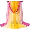 Four Seasons Thin Soft Chiffon For Women Silky Gradient Printing Beach Georgette Scarf Shawls Long Wraps Beach Sunscreen Hijab 3