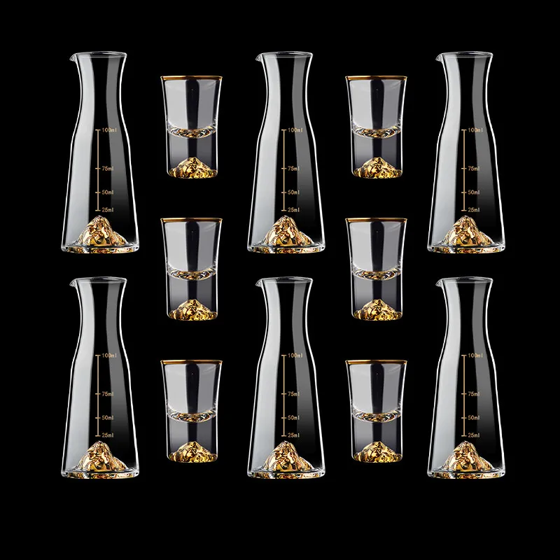 

Wine Set Gold Foil White Wine Glass Sake Set Liquor Divider Household Ancient Style liquor gift set for men flagon vodka