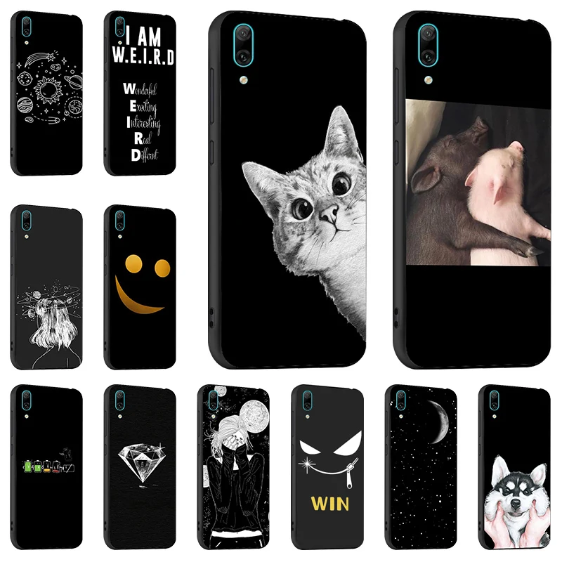 

Fashion Black Case For Huawei Y9 2019 Cover Silicone Soft TPU Case For Huawei Y7 P Smart 2019 Honor 10 Lite Cover