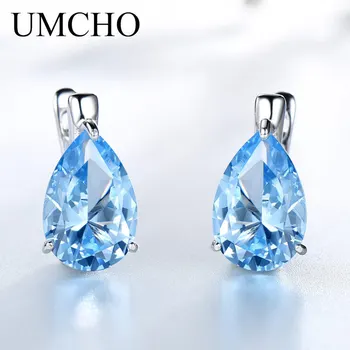 

S925 sterling silver sapphire topaz stone zircon water aesthetic earrings for women earings fashion jewelry 2020trendy