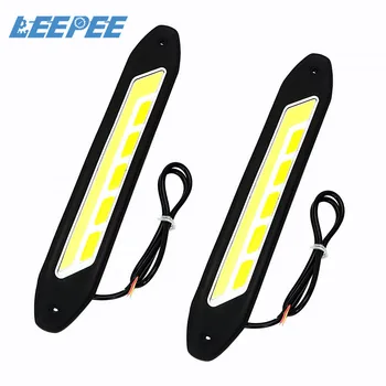 

LEEPEE 2PCS White and Yellow COB Turn Signal Light Indicator Fog Lights DRL Car LED Daytime Running Lights