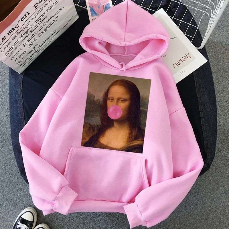 Mona Lisa забавные Harajuku эстетические толстовки для женщин гранж мультфильм 90s винтажные толстовки модные хип хоп Ullzang толстовка женская - Цвет: xd20190926-925