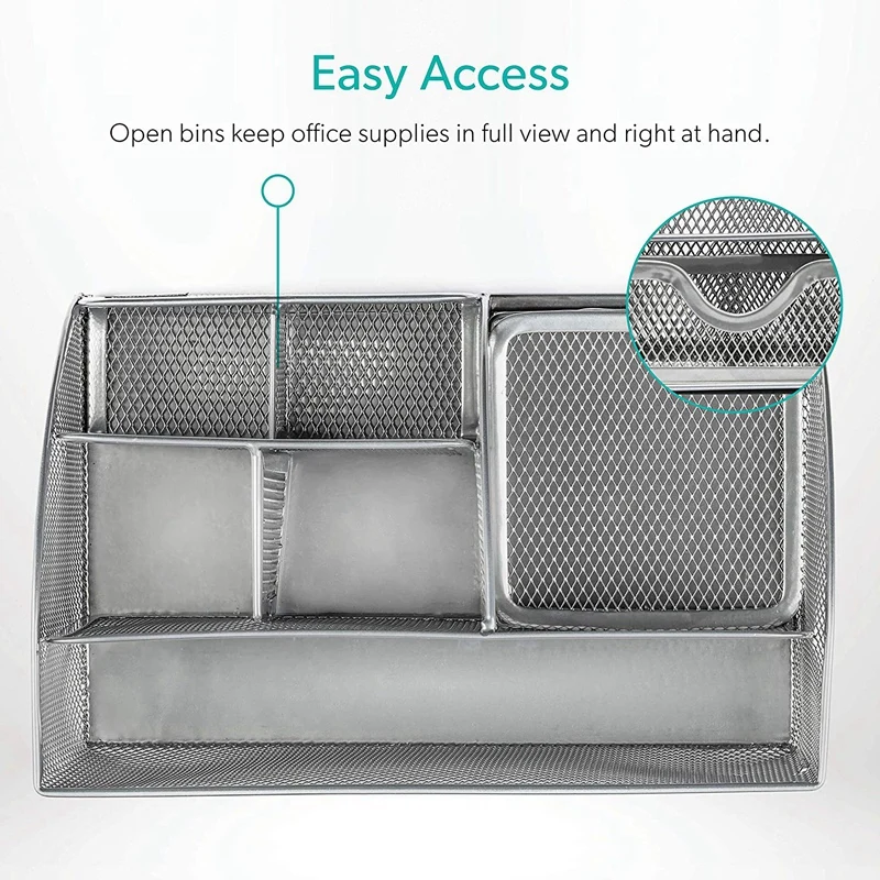  Desk Finishing with 6 Compartments+Drawers the Mesh CollectionSilver