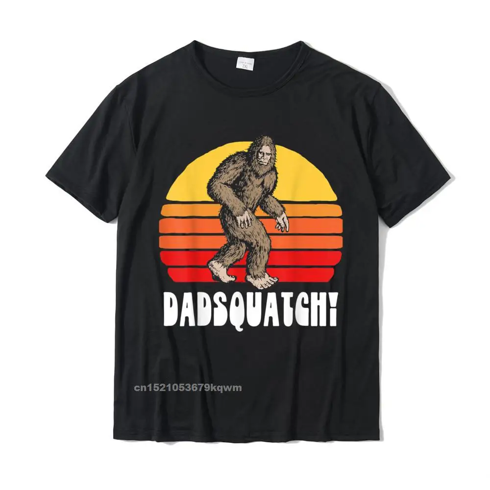 Simple Style Custom T Shirts Designer Thanksgiving Day Short Sleeve Crew Neck T Shirt Cotton Men's Geek Tops Shirt DadSquatch! Funny Bigfoot Sasquatch Dad 80s Sunset Retro T-Shirt__3946 black