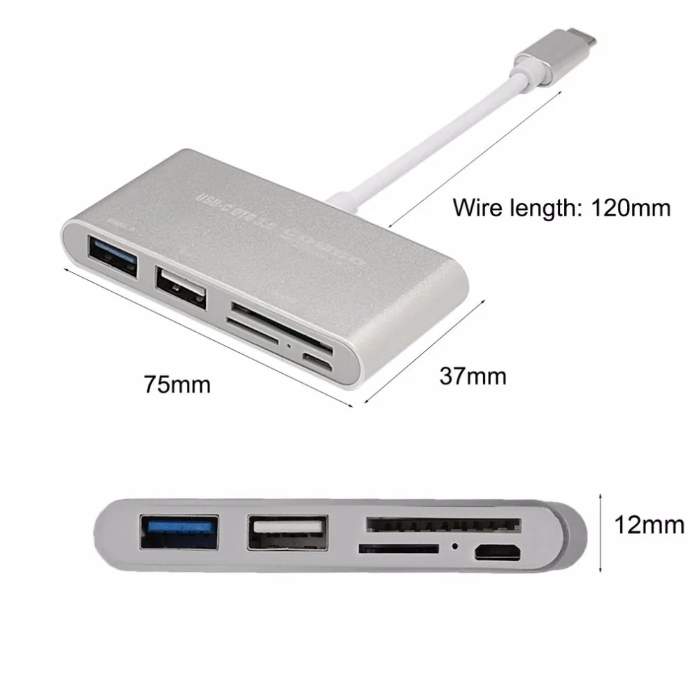 Интерфейс type-C кард-ридер Поддержка USB 3,0 хаб безопасность цифровая карта памяти TF кард-ридер Алюминиевый сплав Многофункциональный