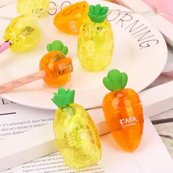 

1PC Cute Carrot Pineapple Pencil Sharpener With Eraser School Student Stationery Supplies Office Zakka (tt-4049)