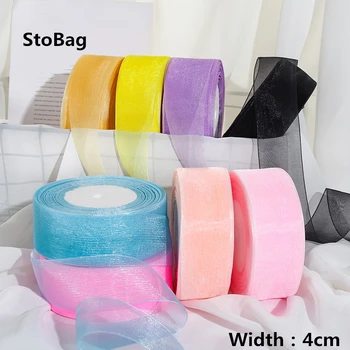 

StoBag Width 4cm Transparent Chiffon Organza Ribbons Baby Shower DIY Handmade Crafts Wedding Birthday Gift Cake Decorating