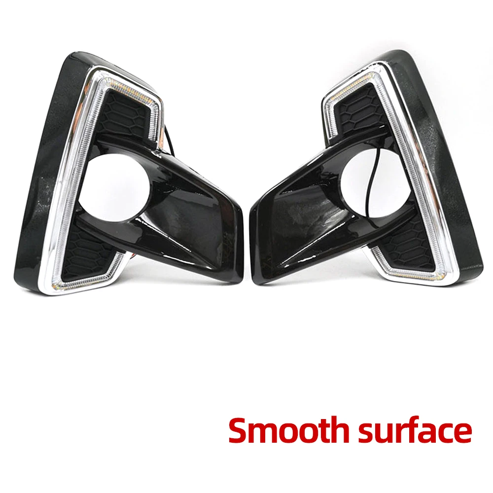 Smooth Surface CSCSNL 2 шт. для Toyota Hilux Revo Rocco желтый сигнал стиль DRL реле Водонепроницаемый Автомобильный светодиодный дневной ходовой светильник - Цвет: Smooth Surface
