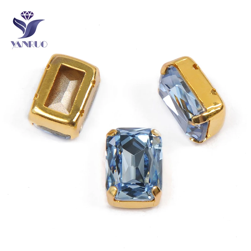 With Gold Claw YANRUO 4627, все размеры, светильник, сапфир, восьмиугольник, пришитые Стразы с когтями, точечные стразы кристаллы для украшения - Цвет: With Gold Claw