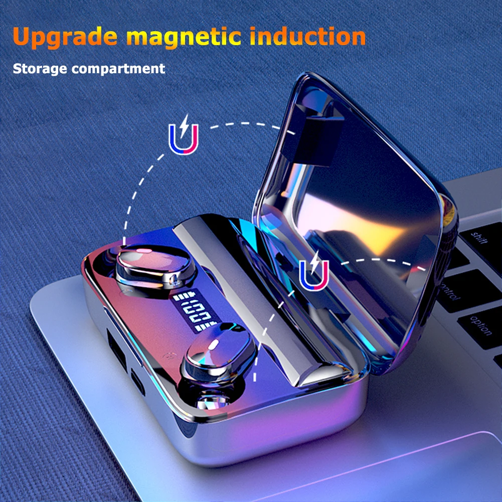 Mini Headphone Sport Headset with Charging Box Bluetooth In ear Headphones with Digital Display Charging Case TWS Earbuds