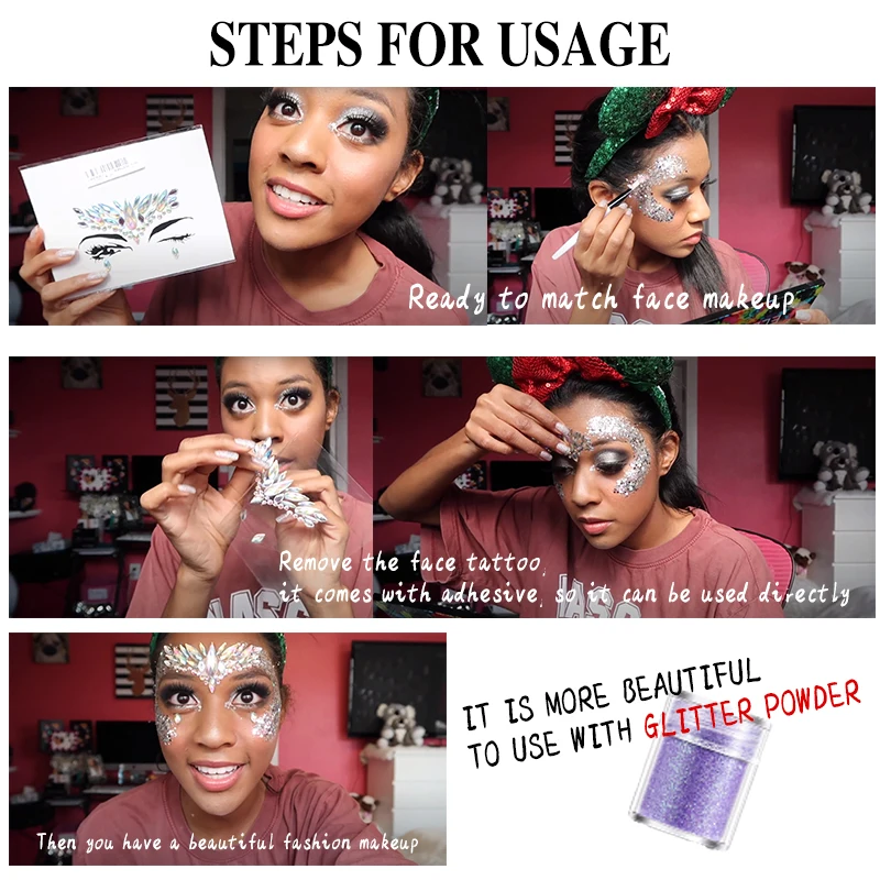 3D наклейки на лицо Временные татуировки сексуальная наклейка глаза Алмазный