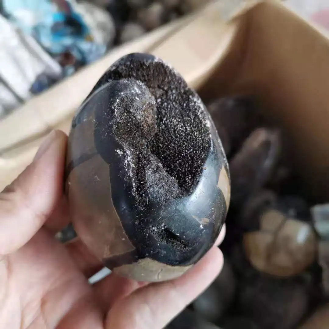 Natural septarium Geode Egg Shaped Ornament mineral specimen for Teaching | Дом и сад