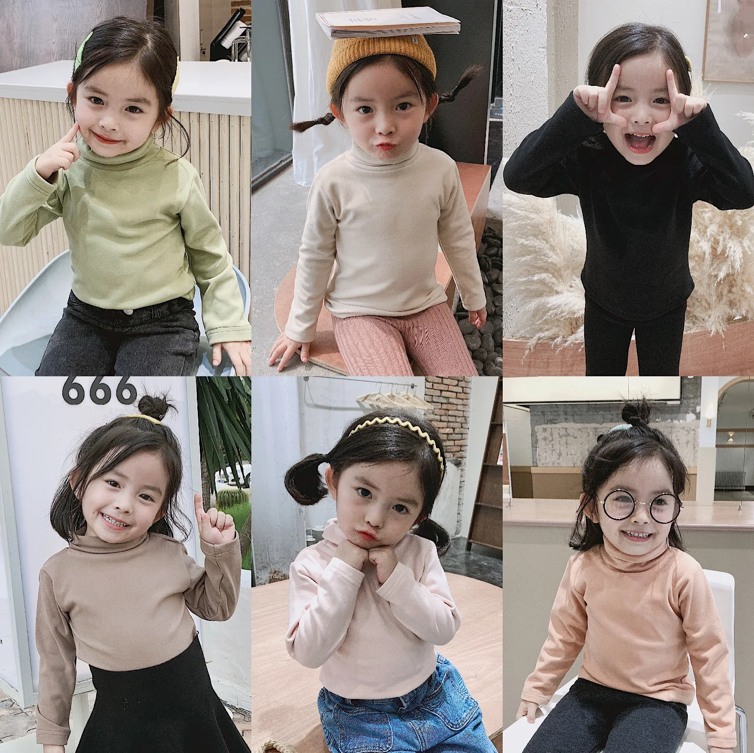 Children Clothes Winter New Korean Girls High Neck Base Coat Kids Soft Elastic Solid Color Top Boys Long Sleeve Tops