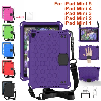 

For Kids Shockproof Silicone Case for iPad Mini 1/2/3/4/5 Pencil Holder iPad Mini Cover Funda Hand Strap Belt Screen Protector
