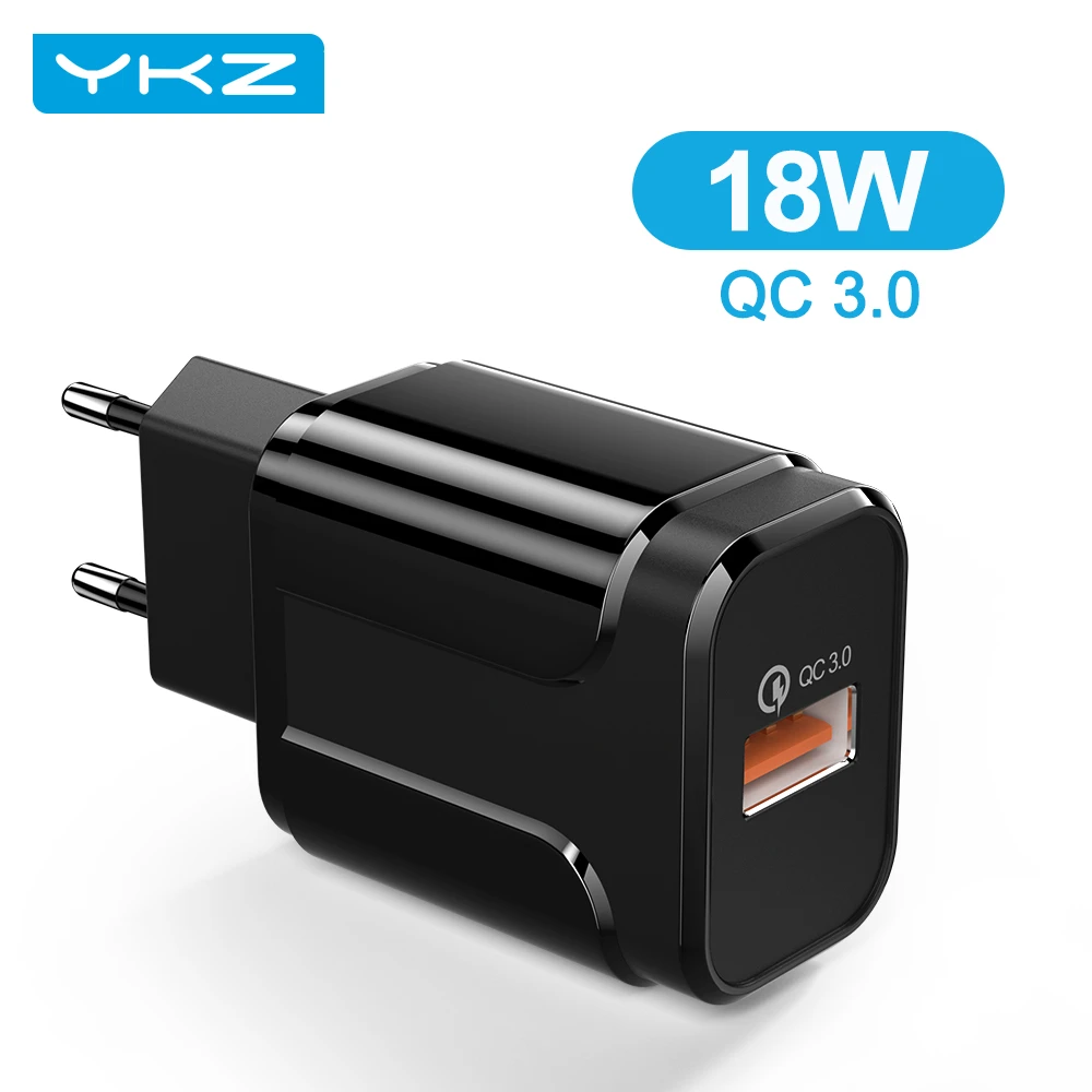 YKZ Quick Charge 3.0 18W QC 3.0 4.0 Fast charger USB portable Charging Mobile Phone Charger For iPhone Samsung Xiaomi Huawei