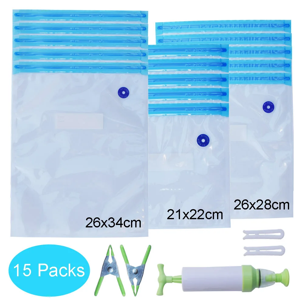 Reusable Vacuum Seal Bags for Food Freezing Storage with Hand Pump