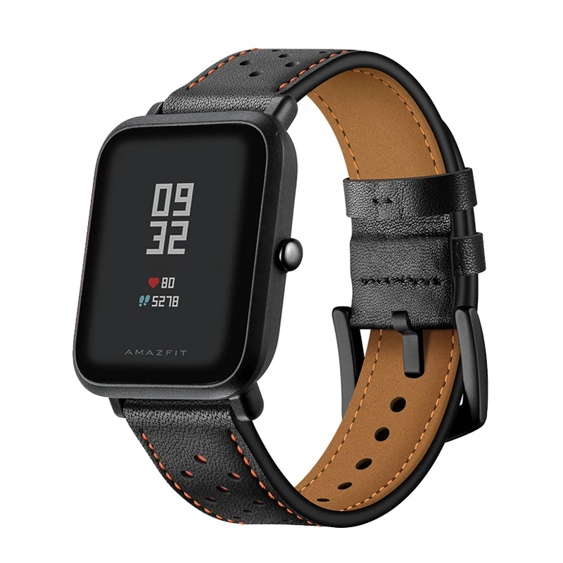 22 мм ремешок для Xiaomi Huami Amazfit GTR 47 мм/темп/stratos из натуральной кожи часы с кожаным