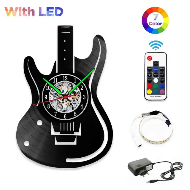 MCDFL Vinyl Record Wall Clock Modern Design Home Living Room Decoration Watch Clocks Object House Minimalist Decor Accessories J68-With LED