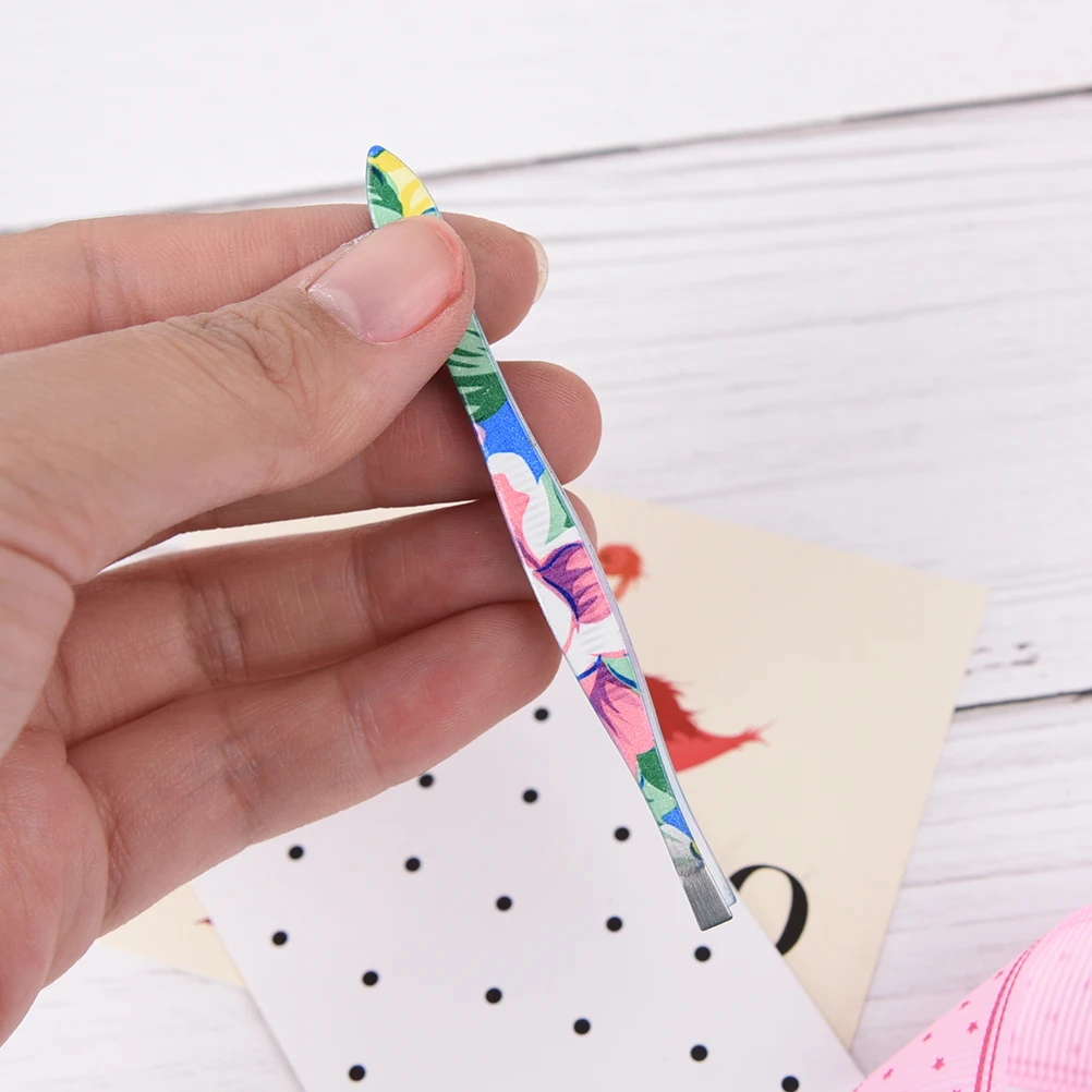 1Pc Stainless Steel Flower Printed Makeup Tool Hair Removal Tweezer Eyebrow Tweezer