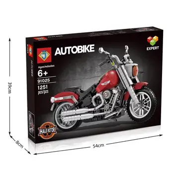 

Lepinblocks 91025 Technic Compatible 10269 Harley Motorcycle Fat Boy lepining Vehicle Set Building Blocks Bricks DIY Toys