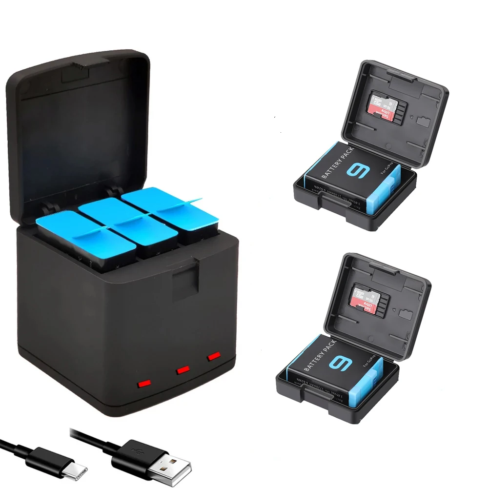 1720mAh Li-ion Batterie For GoPro Hero 9 Battery Charger box Go Pro Hero9 Black AHDBT-901 Storage Camera Accessory