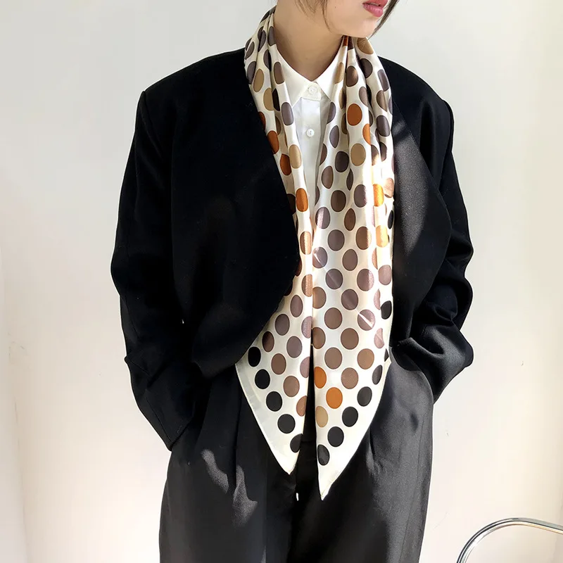 

Fashionable Cute Dot Print 100% Silk Satin Scarves Headscarf Shawl Scarf Hijab Bandana Breast wrap