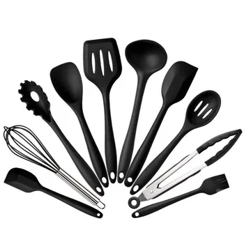 

10PCS Free shipping Silicone Kitchenware Cooking Utensils Set Heat Resistant Kitchen Non-Stick Cooking Utensils Baking Tools